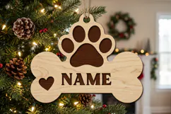 Dog Bone Ornament Laser Cut Wood File, Christmas SVG Product Image 2