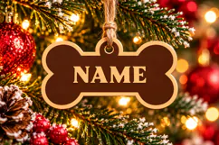 Dog Bone Ornament SVG File, Christmas Glowforge Cut Design Product Image 1