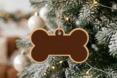 Dog Bone Ornament SVG File, Christmas Glowforge Cut Design Product Image 2