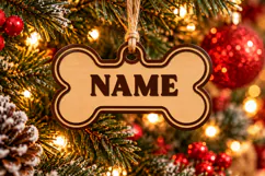 Dog Bone Ornament SVG File, Christmas Laser Cut Product Image 1