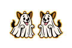Cute Boo Dog Costume Halloween Earrings Lasercut Design Product Image 2