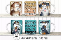 funny dog mug wraps with watercolor dog illustrations