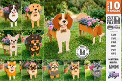 3D Dog Breeds Planters with Name Tags Laser Cut Bundle SVG Product Image 1