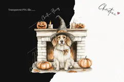 Cozy Halloween Dog by Fireplace | Halloween PNG Product Image 2