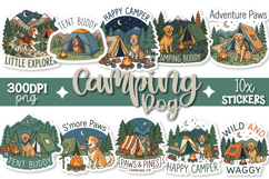 Camping Dog Stickers 10x Designs Transparent PNGs Product Image 1