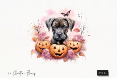 Pastel Pink Watercolor Dog Clipart | Watercolor Halloween Product Image 1