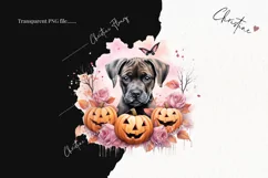 Pastel Pink Watercolor Dog Clipart | Watercolor Halloween Product Image 2