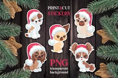 Dog Christmas print and cut stickers PNG Product Image 1