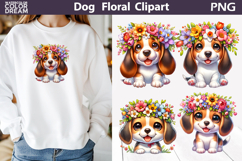 Beagle Basset Hound Floral Clipart | Puppy Sublimation Product Image 1