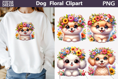 Pomeranian Poodle Floral Clipart | Puppy Sublimation Product Image 1