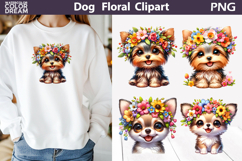 Yorkie Chihuahua Floral Clipart | Puppy Sublimation Product Image 1