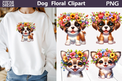 Boxer Chihuahua Floral Clipart | Puppy Sublimation Product Image 1