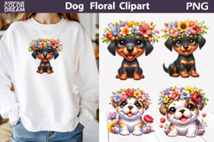 Doberman Bulldog Floral Clipart | Puppy Sublimation Product Image 1
