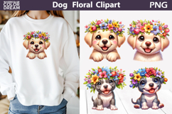 Labrador Pitbull Floral Clipart | Puppy Sublimation Product Image 1