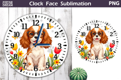 Dog Clock Face Sublimation | King Charles Clock Design Product Image 1