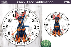 Dog Clock Face Sublimation | Doberman Clock Design Product Image 1