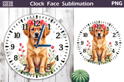 Dog Clock Face Sublimation | Golden Retriever Clock Design Product Image 1