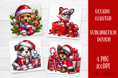 Funny Christmas dog Coaster Design | animal Square Coaster Product Image 1