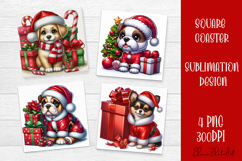 Funny Christmas dog Coaster Design | animal Square Coaster Product Image 1