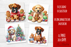 Funny Christmas dog Coaster Design | animal Square Coaster Product Image 1