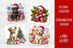 Funny Christmas dog Coaster Design | animal Square Coaster Product Image 1