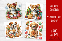 Funny Christmas dog Coaster Design | animal Square Coaster Product Image 1