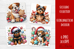 Funny Christmas dog Coaster Design | animal Square Coaster Product Image 1