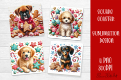 Funny Christmas dog Coaster Design | animal Square Coaster Product Image 1