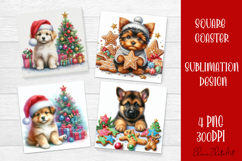 Funny Christmas dog Coaster Design | animal Square Coaster Product Image 1