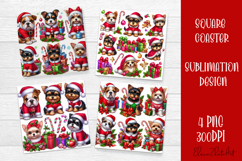 Funny Christmas dog Coaster Design | animal Square Coaster Product Image 1