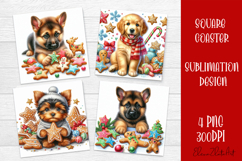 Funny Christmas dog Coaster Design | animal Square Coaster Product Image 1