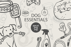 Dog Essentials Clipart Set Funny Hand Drawn Pet Care Bundle Product Image 1