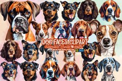 Dog Faces Clipart Sublimation Bundle, Dog Faces Clipart Product Image 1