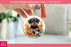 Rottweiler dog keychain Dog flower Dog mom keychain Product Image 1