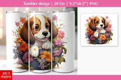 Cute Beagle dog tumbler wrap, Flowers tumbler, Floral dog Product Image 1