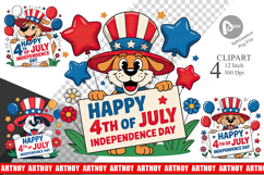Happy 4th of July Dog Clipart Product Image 1