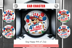 Car Coaster Happy 4th of July Dog Product Image 1