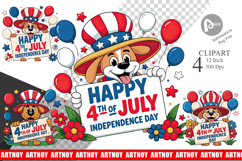 Happy 4th of July Dog Clipart Product Image 1