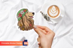 Dog Hippie Sticker, Adorable Dog Sticker Product Image 1