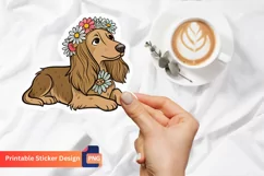Dog Hippie Sticker, Dog Lover Sticker, Cute Animal Sticker Product Image 1