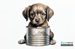 Baby Dog in a Can Sublimation PNG Clipart Product Image 1