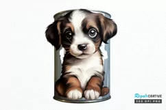 Baby Dog in a Can Sublimation PNG Clipart Product Image 1