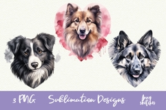 3 Dog in a Heart Shape Sublimation Design PNG Product Image 1