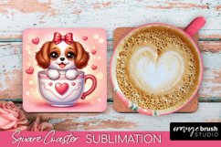 Dog Lover&#039;s Valentines Day Square Coaster Sublimation