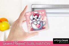 Dog Magnet Sublimation - Valentines Day Square Magnet PNG