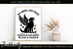 Dog Memorial SVG for Cricut My Angel Has Paws Farmhouse Sign Product Image 1