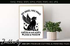Dog Memorial SVG for Cricut My Angel Has Paws Farmhouse Sign Product Image 2