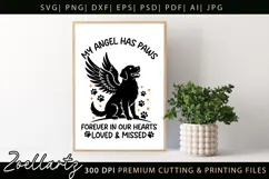 Dog Memorial SVG for Cricut My Angel Has Paws Farmhouse Sign Product Image 2