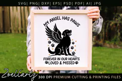 Dog Memorial SVG for Cricut My Angel Has Paws Farmhouse Sign Product Image 4