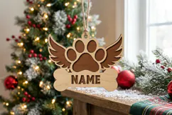 Heart Paw Bauble Laser Cut Wood File, Christmas Ornament SVG Product Image 2